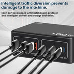 Carregador USB Multi-Porta PD de Alta Potência 100W com Carregamento Rápido, Ficha US, Ficha EU, Ficha AU, Ficha KR, Ficha UK