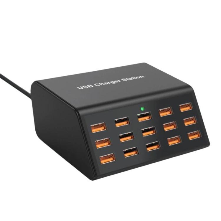 Fita de Energia USB de 15 Portas com Carregamento Inteligente Rápido, Ficha US, Ficha UK, Ficha AU, Ficha EU, Ficha KR