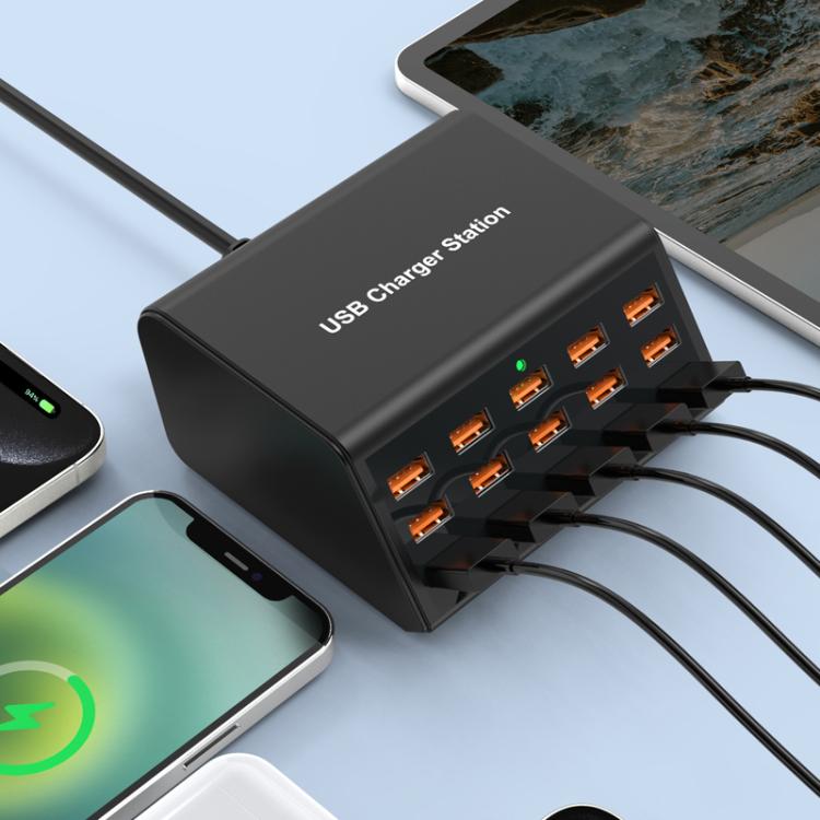 Fita de Energia USB de 15 Portas com Carregamento Inteligente Rápido, Ficha US, Ficha UK, Ficha AU, Ficha EU, Ficha KR
