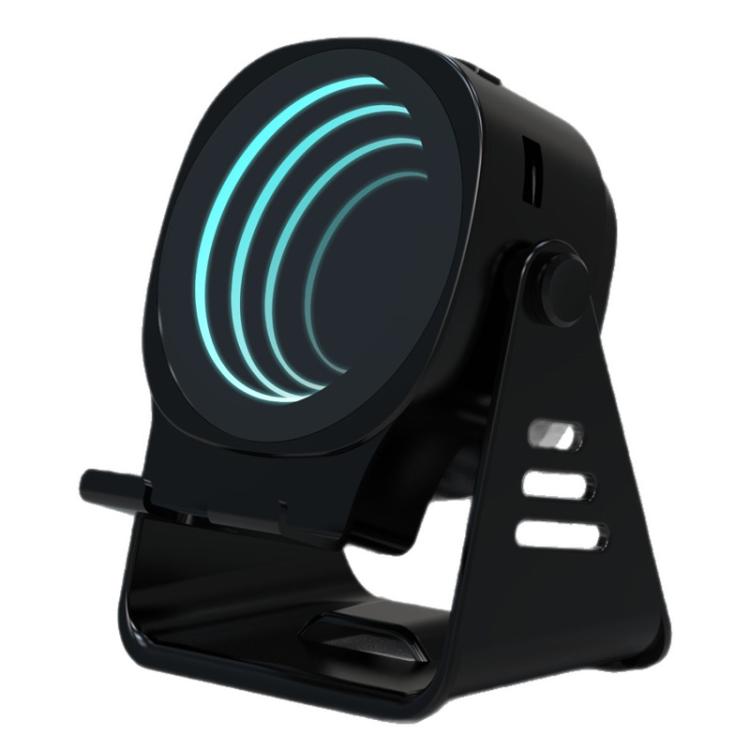 Coluna por Indução Sem Fios com Suporte para Telemóvel Coluna Bluetooth Multifuncional de Secretária com Luz Noturna