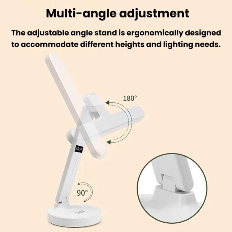 Xiajule Eye-Caring Study Desk Lamp With Time Display 3-Color Temperature Dimmable Reading Bedside Lamp, XH4000, XH4800