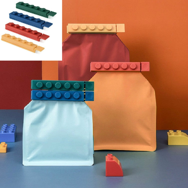 Conjunto de 4 Peças de Clipe de Vedação para Alimentos Bloco de Construção Clipe de Vedação Clipe Fresco para Cozinha Clipe para Saco de Plástico, Clipe de Vedação