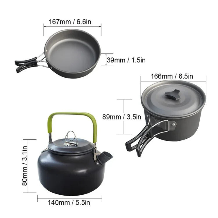 Conjunto de Bule Portátil para Campismo ao Ar Livre