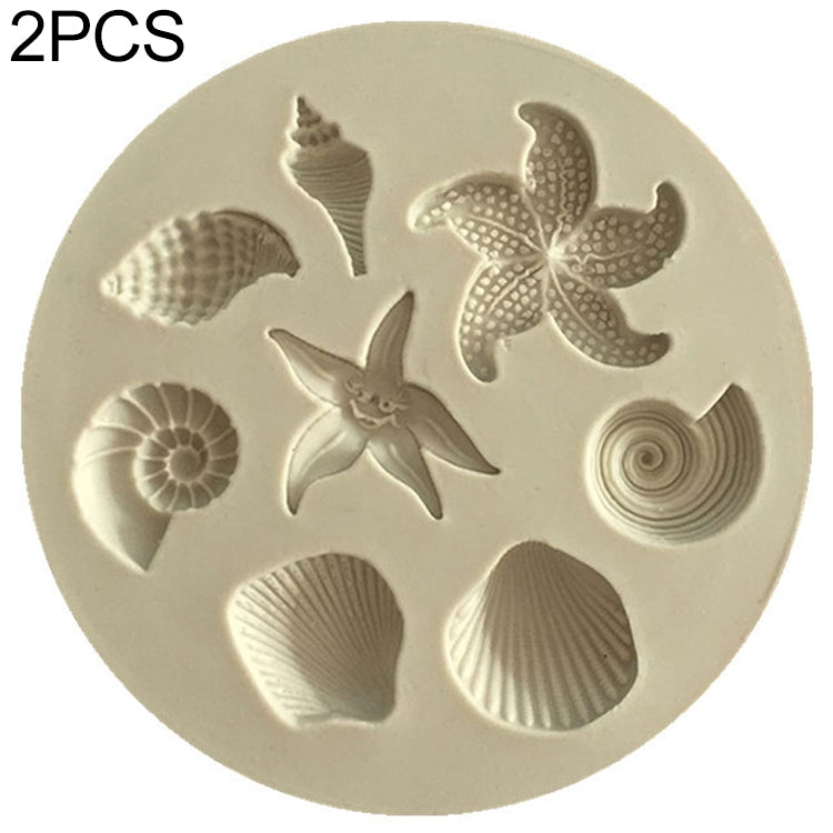 2 Peças de Molde com Elementos Marinhos, Estrela-do-Mar e Concha, Molde de Silicone para Fondant de Bolo, Ferramenta para Fondant de Bolo