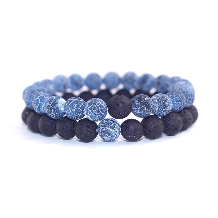 Conjunto de 2 Peças de Joalharia para Casais Clássico Pulseira de Contas de Lava Preta à Distância