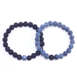 Conjunto de 2 Peças de Joalharia para Casais Clássico Pulseira de Contas de Lava Preta à Distância