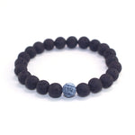 Conjunto de 2 Peças de Joalharia para Casais Clássico Pulseira de Contas de Lava Preta à Distância