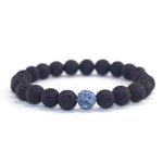 Conjunto de 2 Peças de Joalharia para Casais Clássico Pulseira de Contas de Lava Preta à Distância