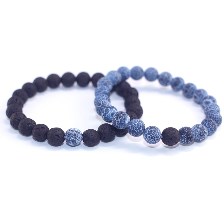 Conjunto de 2 Peças de Joalharia para Casais Clássico Pulseira de Contas de Lava Preta à Distância