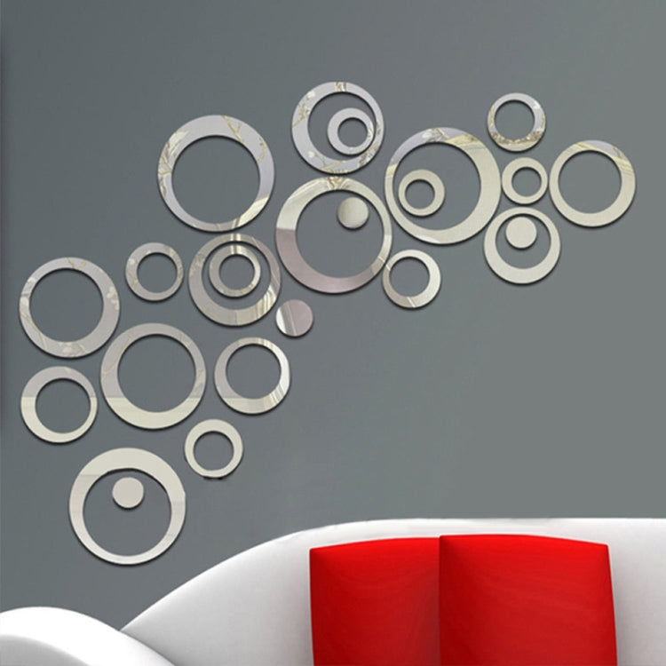 24 Peças Autocolantes de Parede 3D DIY com Decoração de Círculos para Fundo de TV, Decoração de Parede em Acrílico