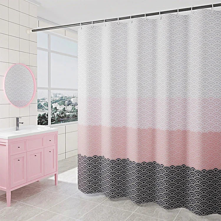 Cortina de Duche Geométrica Impermeável para Banho, Com 200 x Altura 200cm, Com 100 x Altura 200cm, Com 120 x Altura 200cm, Com 150 x Altura 200cm, Com 220 x Altura 200cm, Com 260 x Altura 200cm, Com 280 x Altura 200cm