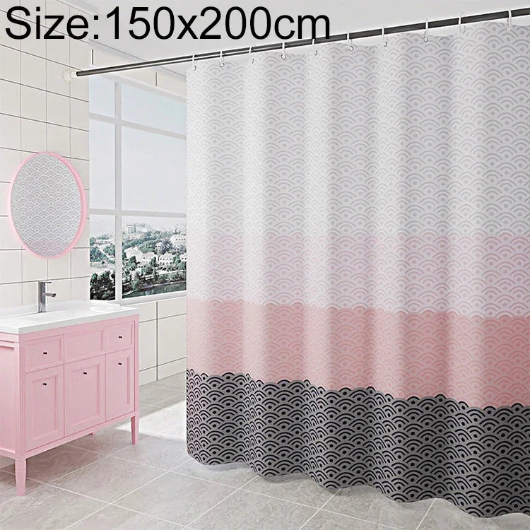 Cortina de Duche Geométrica Impermeável para Banho, Com 200 x Altura 200cm, Com 100 x Altura 200cm, Com 120 x Altura 200cm, Com 150 x Altura 200cm, Com 220 x Altura 200cm, Com 260 x Altura 200cm, Com 280 x Altura 200cm