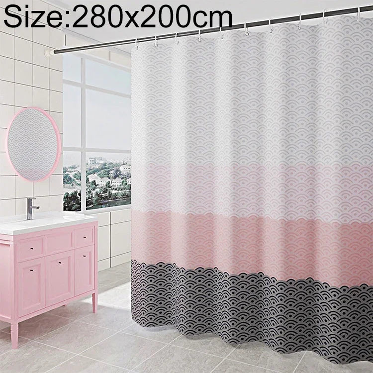 Cortina de Duche Geométrica Impermeável para Banho, Com 200 x Altura 200cm, Com 100 x Altura 200cm, Com 120 x Altura 200cm, Com 150 x Altura 200cm, Com 220 x Altura 200cm, Com 260 x Altura 200cm, Com 280 x Altura 200cm