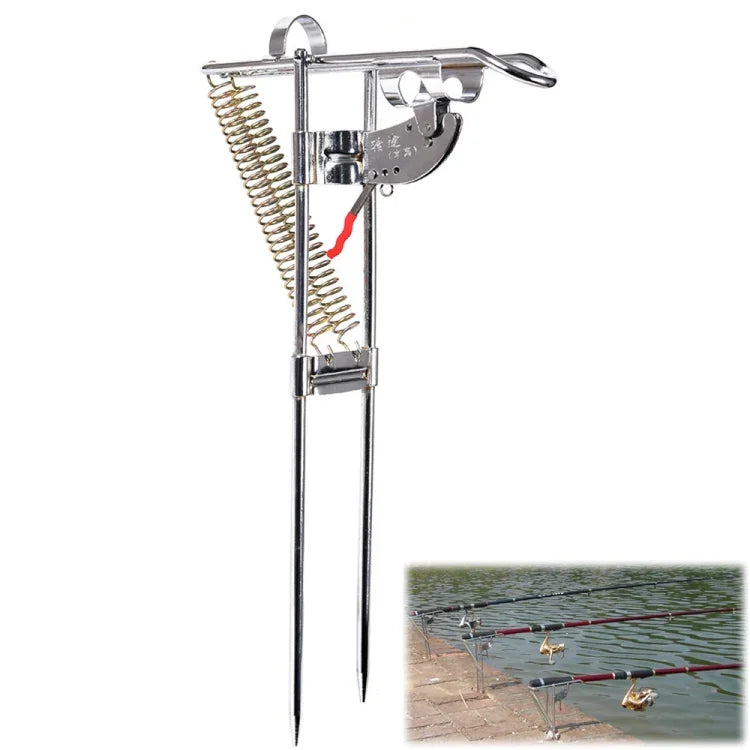 Suporte de Elevação de Vara de Pesca Totalmente Automático com Dupla Mola em Metal, Elevador de Vara em Aço Inoxidável