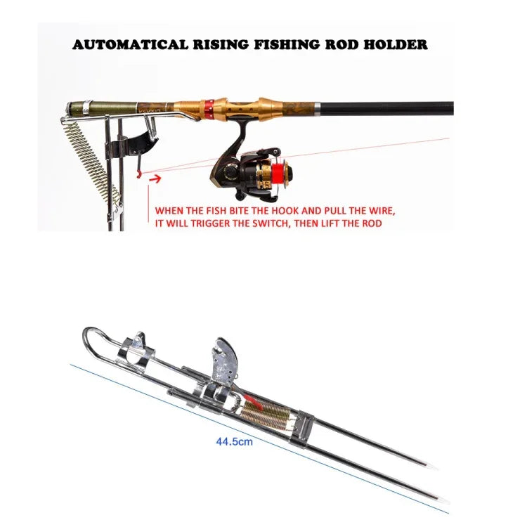 Suporte de Elevação de Vara de Pesca Totalmente Automático com Dupla Mola em Metal, Elevador de Vara em Aço Inoxidável
