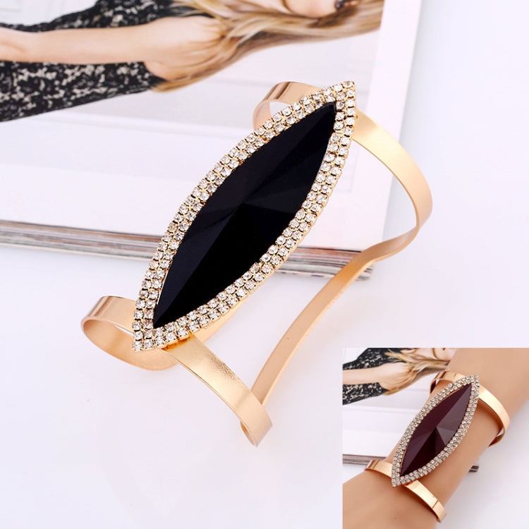Braceletes de Metal para Mulheres, Pulseira de Cristal com Mosaico de Resina na Moda, Abertura Larga e Ajustável, Prateado Azul, Dourado Preto, Dourado Castanho