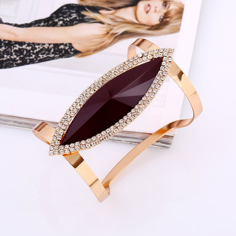 Braceletes de Metal para Mulheres, Pulseira de Cristal com Mosaico de Resina na Moda, Abertura Larga e Ajustável, Prateado Azul, Dourado Preto, Dourado Castanho