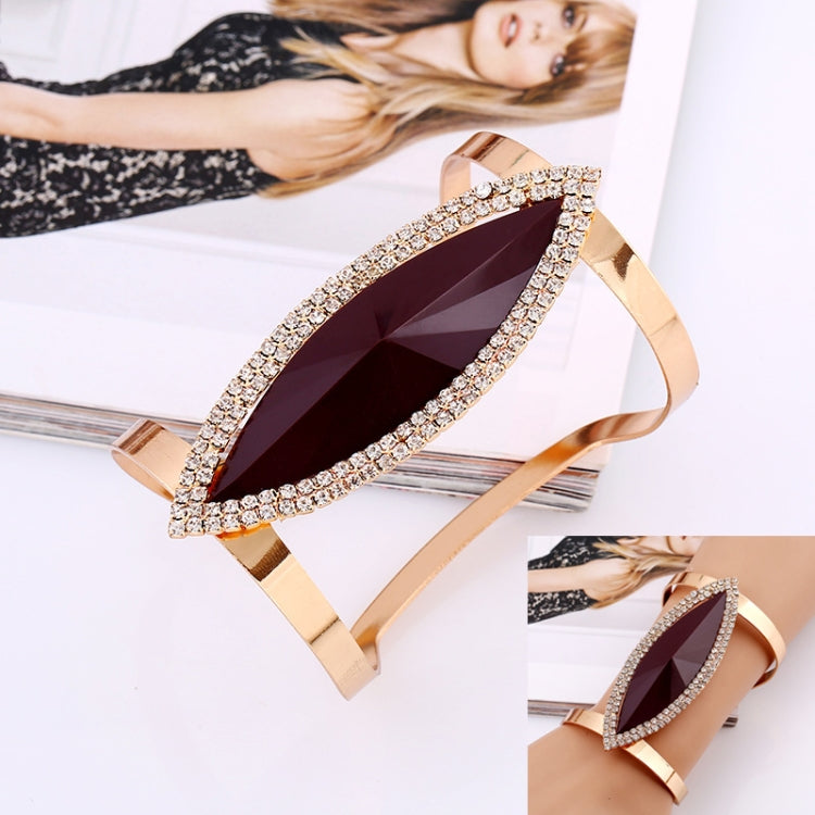 Braceletes de Metal para Mulheres, Pulseira de Cristal com Mosaico de Resina na Moda, Abertura Larga e Ajustável, Prateado Azul, Dourado Preto, Dourado Castanho