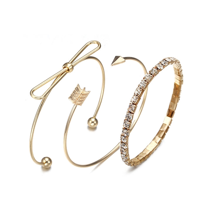 Conjunto de Pulseiras Ajustáveis em Forma de Braçadeira com Folha Dourada, Floco de Neve e Galhadas de Veado para Mulher