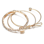 Conjunto de Pulseiras Ajustáveis em Forma de Braçadeira com Folha Dourada, Floco de Neve e Galhadas de Veado para Mulher
