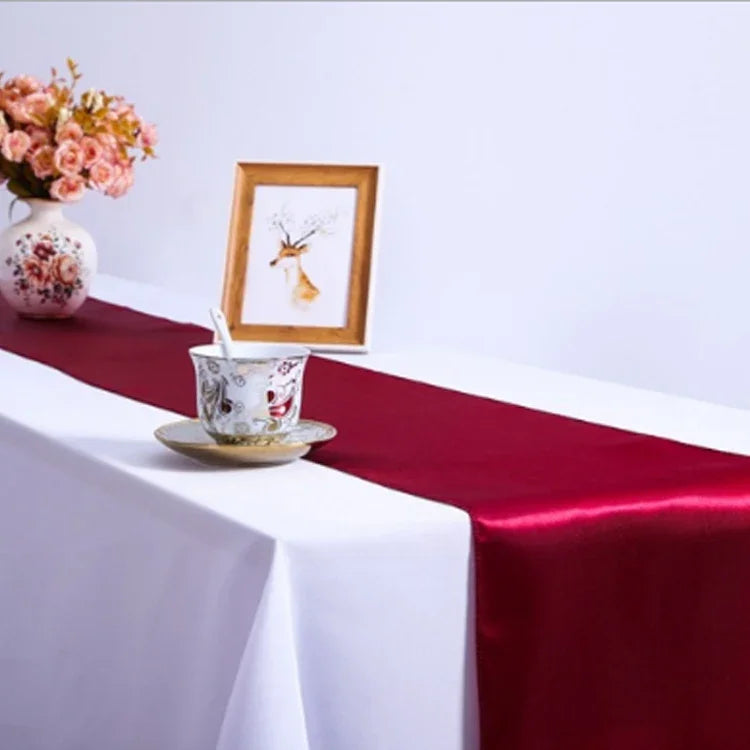 Toalha de Mesa em Cetim Decoração para Festa em Casa, Casamento, Decoração de Natal, 30X275CM