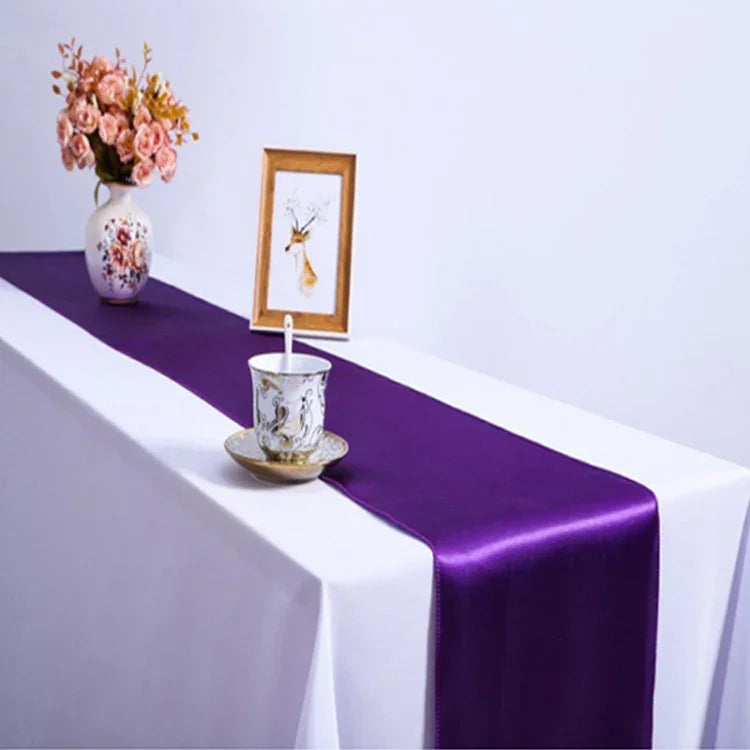 Toalha de Mesa em Cetim Decoração para Festa em Casa, Casamento, Decoração de Natal, 30X275CM