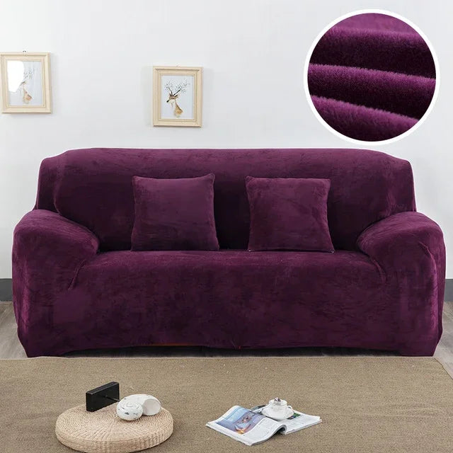Capa de Sofá em Tecido Plush, Espessa, Elástica, para Sofá, Não Inclui Capa de Almofada, 1 Lugar 90-140cm, 2 Lugares 145-185cm, 3 Lugares 190-230cm, 4 Lugares 230-300cm