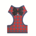 Trela com Laço Ajustável e Padrão às Quadrículas para Peitoral de Gato e Cão, Vermelho, Azul, Cinzento, Rosa, Amarelo