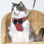 Trela com Laço Ajustável e Padrão às Quadrículas para Peitoral de Gato e Cão, Vermelho, Azul, Cinzento, Rosa, Amarelo