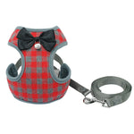 Trela com Laço Ajustável e Padrão às Quadrículas para Peitoral de Gato e Cão, Vermelho, Azul, Cinzento, Rosa, Amarelo