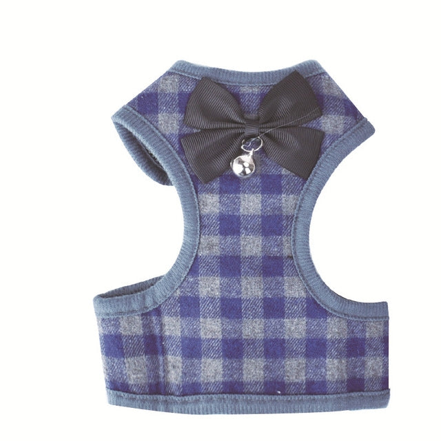 Trela com Laço Ajustável e Padrão às Quadrículas para Peitoral de Gato e Cão, Vermelho, Azul, Cinzento, Rosa, Amarelo