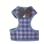 Trela com Laço Ajustável e Padrão às Quadrículas para Peitoral de Gato e Cão, Vermelho, Azul, Cinzento, Rosa, Amarelo