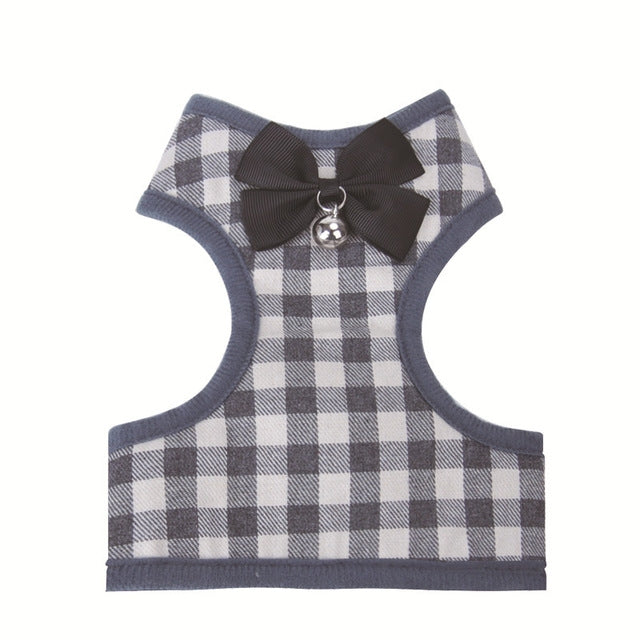 Trela com Laço Ajustável e Padrão às Quadrículas para Peitoral de Gato e Cão, Vermelho, Azul, Cinzento, Rosa, Amarelo