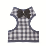Trela com Laço Ajustável e Padrão às Quadrículas para Peitoral de Gato e Cão, Vermelho, Azul, Cinzento, Rosa, Amarelo