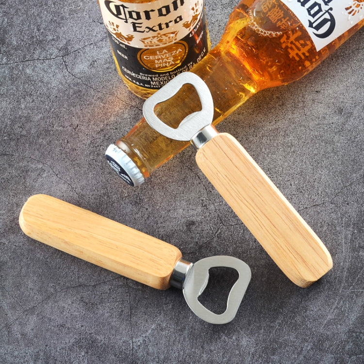 2 Peças de Abridor de Garrafas de Cerveja em Aço Inoxidável com Cabo de Madeira de Borracha Presente Criativo Abridor de Garrafas de Refrigerante, Abridor de Garrafas com Cabo