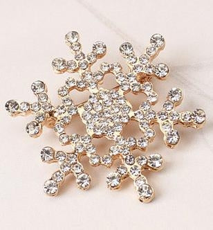 Broche de Floco de Neve de Natal com Água-Forte na Moda, Dourado, Prateado