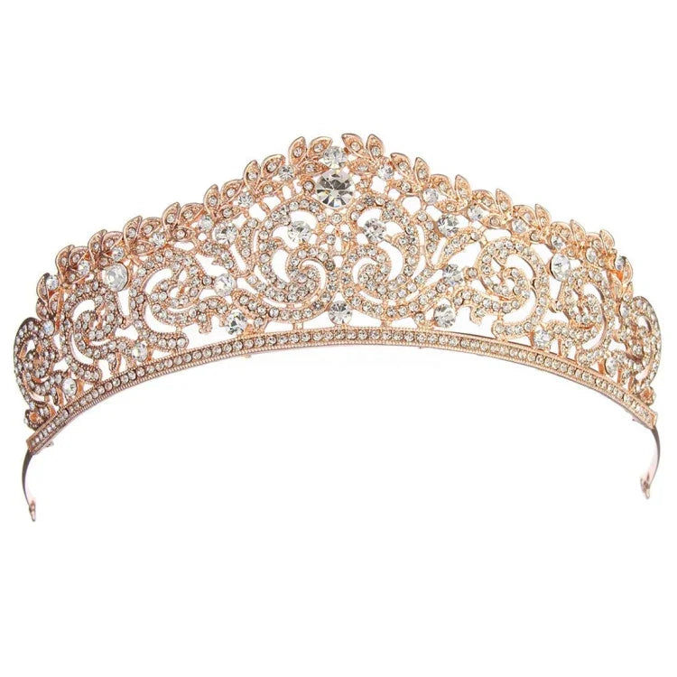 Acessórios para Cabelo Femininos Noiva Casamento Joias Tiaras Coroa Cor Dourada com Cristais e Strass Completo Faixa de Cabelo Tiaras Coroas