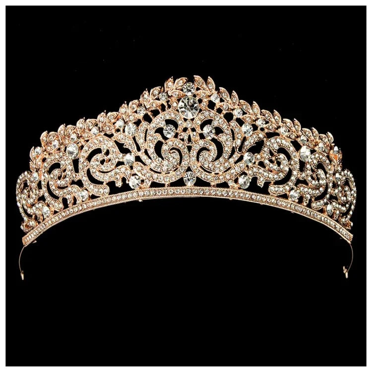Acessórios para Cabelo Femininos Noiva Casamento Joias Tiaras Coroa Cor Dourada com Cristais e Strass Completo Faixa de Cabelo Tiaras Coroas