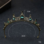 Tiara Vintage Pequena Barroca com Cristais Verdes Coroas para Mulheres Meninas Noiva Acessórios de Joalharia para Cabelo de Casamento