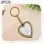 2 PCS Creative Metal Vintage Photo Frame, Fawn, Pumpkin, Fence, Butterfly Round, Paris, Heart Keychain, Square Keychain, Oval, Lace Square, Love Round, Butterfly Square, Lace Heart, Golden Square, Gray Square