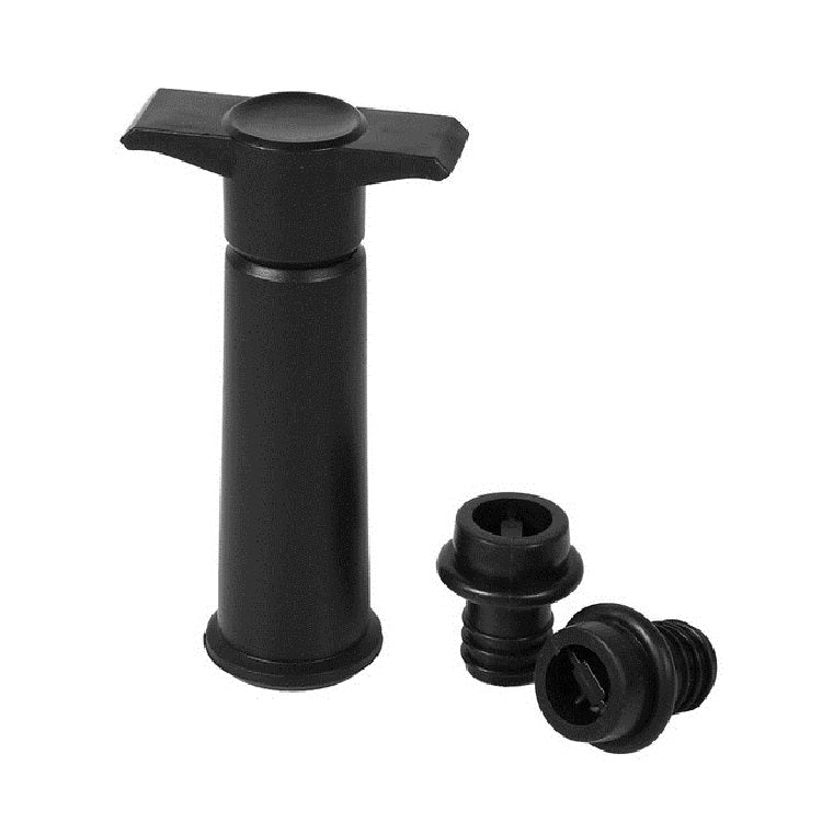 Bomba de Vácuo para Vinho Tinto com Conjunto de Tampas de Silicone, Bomba Preta com 2 Tampas (Saco OPP), Bomba Preta com 2 Tampas (Caixa), 2 Tampas com Três Furos (Saco OPP), Caixa com Bomba Preta em Três Peças
