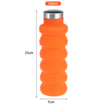 Garrafa de Água Portátil de Silicone Retrátil Dobrável Garrafa de Café para Viagem ao Ar Livre Chaleira de Bebida Desportiva, Capacidade:500ml, Cinzento, Laranja, Azul, Roxo