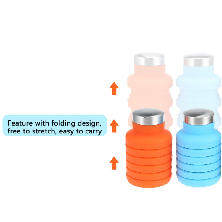 Garrafa de Água Portátil de Silicone Retrátil Dobrável Garrafa de Café para Viagem ao Ar Livre Chaleira de Bebida Desportiva, Capacidade:500ml, Cinzento, Laranja, Azul, Roxo