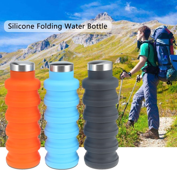 Garrafa de Água Portátil de Silicone Retrátil Dobrável Garrafa de Café para Viagem ao Ar Livre Chaleira de Bebida Desportiva, Capacidade:500ml, Cinzento, Laranja, Azul, Roxo