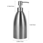 Dispenser de Sabão em Aço Inoxidável de 500ml para Cozinha e Casa de Banho, Frasco para Champô e Detergente, Dispenser de Sabão 500ml