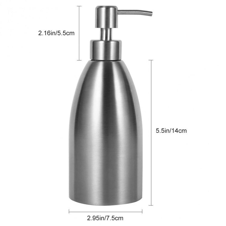 Dispenser de Sabão em Aço Inoxidável de 500ml para Cozinha e Casa de Banho, Frasco para Champô e Detergente, Dispenser de Sabão 500ml