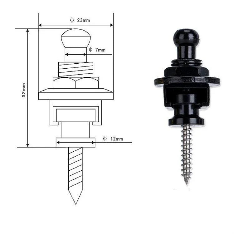 Fivela Universal de Metal para Correia de Guitarra, Prego para Correia, Prego de Cauda de Guitarra Anti-deslizante