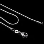 Colar Fino Feminino com Corrente de Ossos de Cobra Prateada, 1mm 16 polegadas, 1mm 18 polegadas, 1mm 22 polegadas, 1mm 24 polegadas, 1mm 26 polegadas, 1mm 28 polegadas