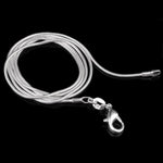 Colar Fino Feminino com Corrente de Ossos de Cobra Prateada, 1mm 16 polegadas, 1mm 18 polegadas, 1mm 22 polegadas, 1mm 24 polegadas, 1mm 26 polegadas, 1mm 28 polegadas