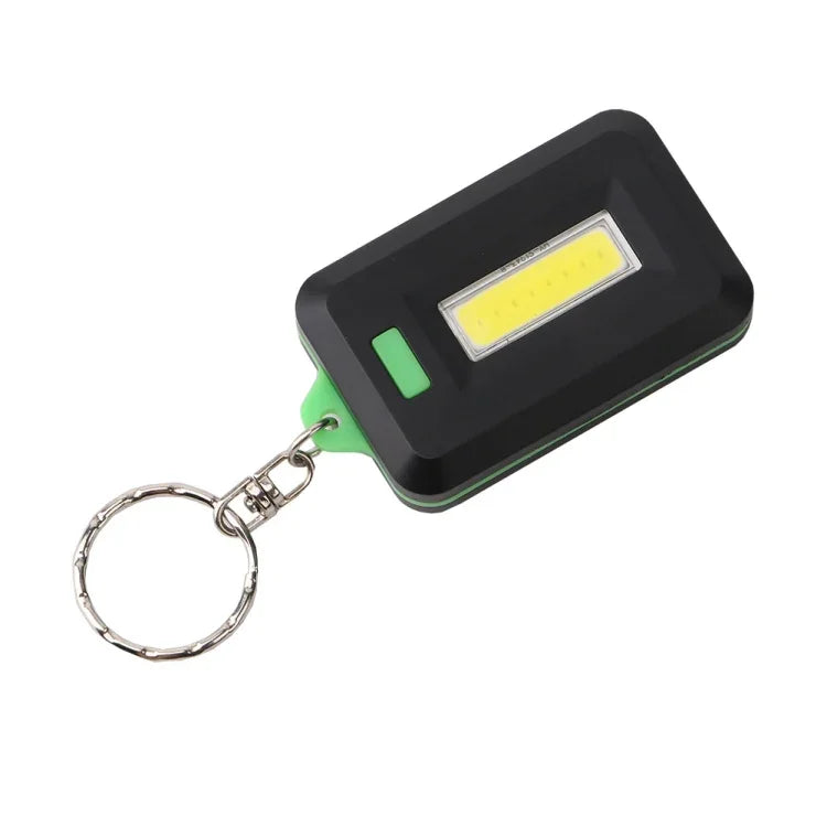 2 unidades de lanterna LED COB mini de 3W para chaveiro, luz de emergência para campismo com 3 modos, vermelho, verde
